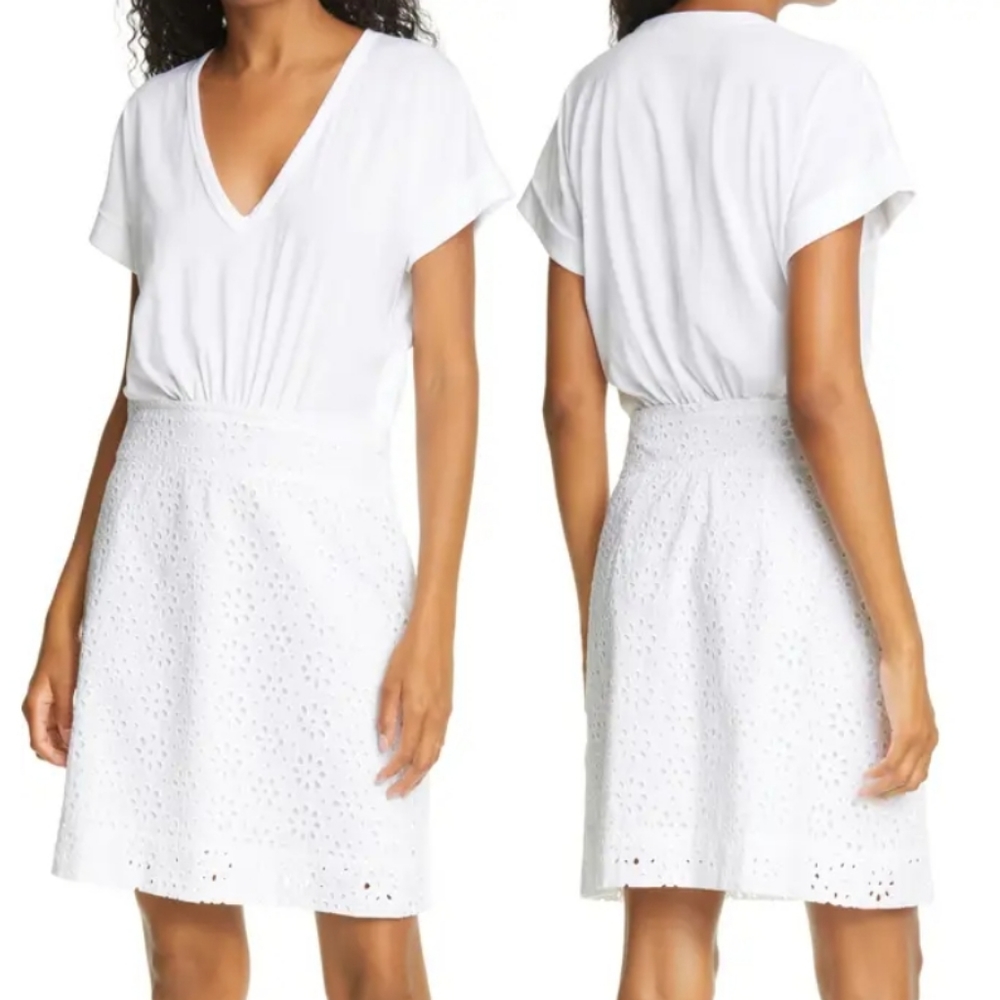 Veronica Beard Jiya eyelet popover dress XS white